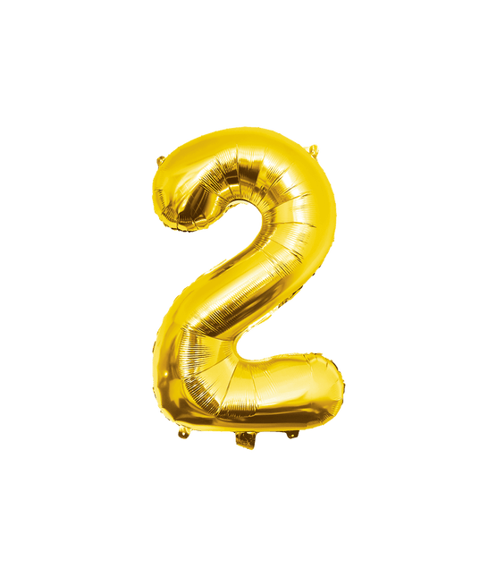 2 Jaar Cijfer Ballon Goud Leeg 86cm van Paper Dreams koop je bij Partywinkel