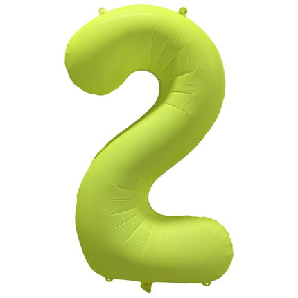 2 Jaar Cijfer Ballon Neon Geel Leeg 86cm van Riethmueller koop je bij Partywinkel