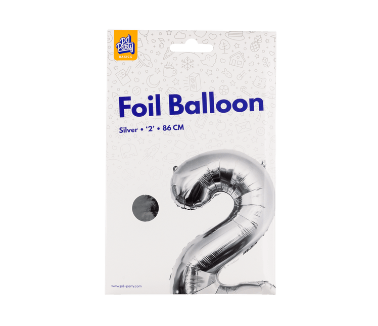 2 Jaar Cijfer Ballon Zilver Leeg 86cm van Paper Dreams koop je bij Partywinkel