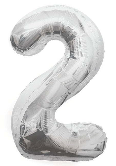 2 Jaar Cijfer Ballon Zilver Leeg 86cm van Unique koop je bij Partywinkel