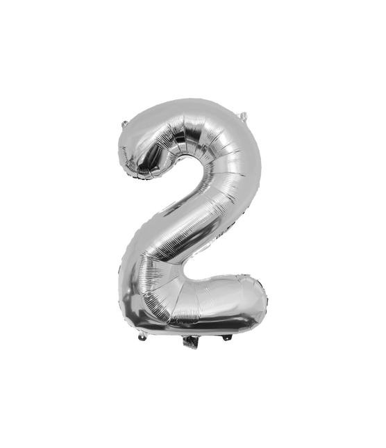 2 Jaar Cijfer Ballon Zilver Leeg 86cm van Paper Dreams koop je bij Partywinkel