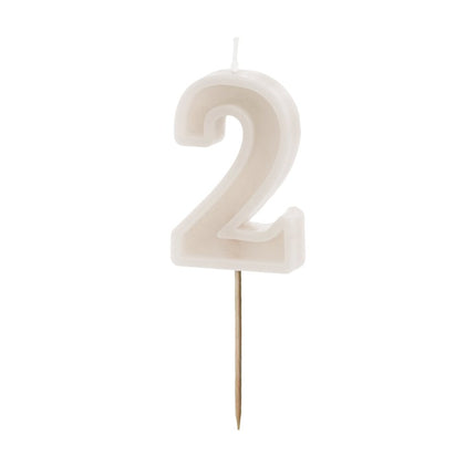 2 Jaar Kaars Beige 10cm van Partydeco koop je bij Partywinkel
