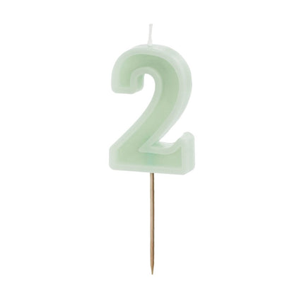 2 Jaar Kaars Mintgroen 10cm van Partydeco koop je bij Partywinkel