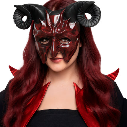 Halloween-maske – halv djævel