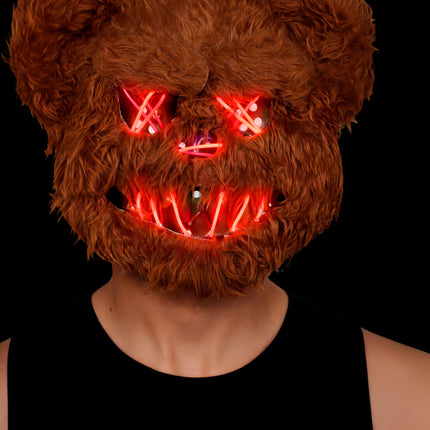 Halloween-maske: Brun bjørn med lys