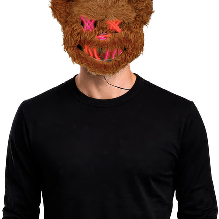 Halloween-maske: Brun bjørn med lys