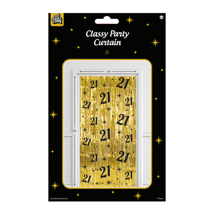 21 Jaar Deurgordijn Goud Zwart van Paper Dreams koop je bij Partywinkel