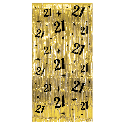 21 Jaar Deurgordijn Goud Zwart van Paper Dreams koop je bij Partywinkel