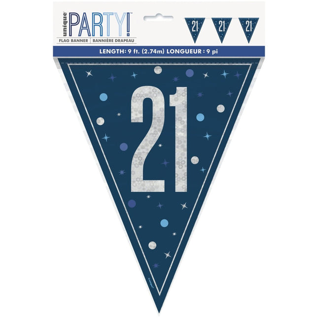 21 Jaar Slinger Blauw 2,5m van Unique koop je bij Partywinkel