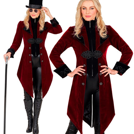 BORDEAUX VELOUR GOTHIC JAKKE TIL DAMER