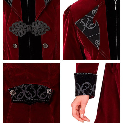 BORDEAUX VELOUR GOTHIC JAKKE TIL DAMER