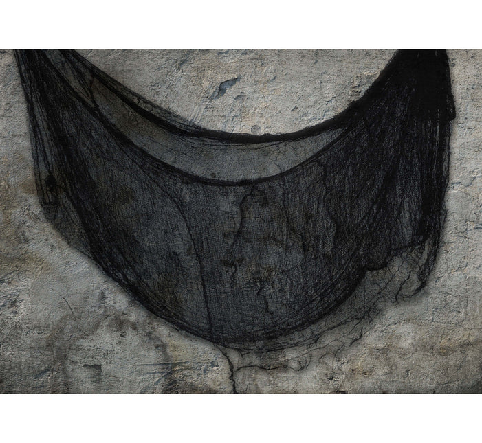 Halloween-gardin, sort stof, 2,28 m