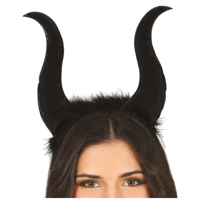 Sort halloween-hårbånd med djævlehorn