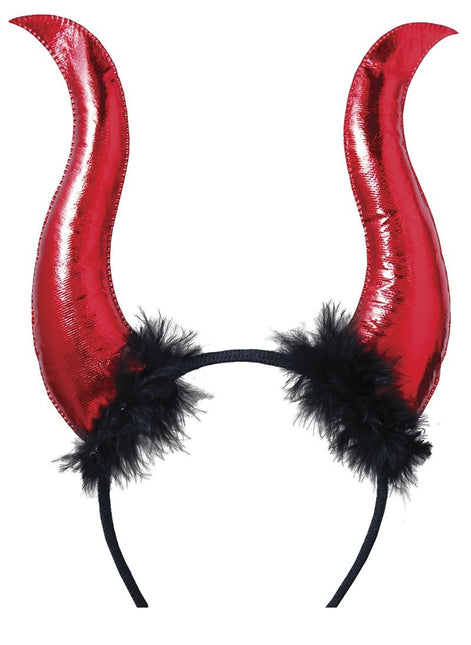 Rødt Halloween-hårbånd med djævlehorn