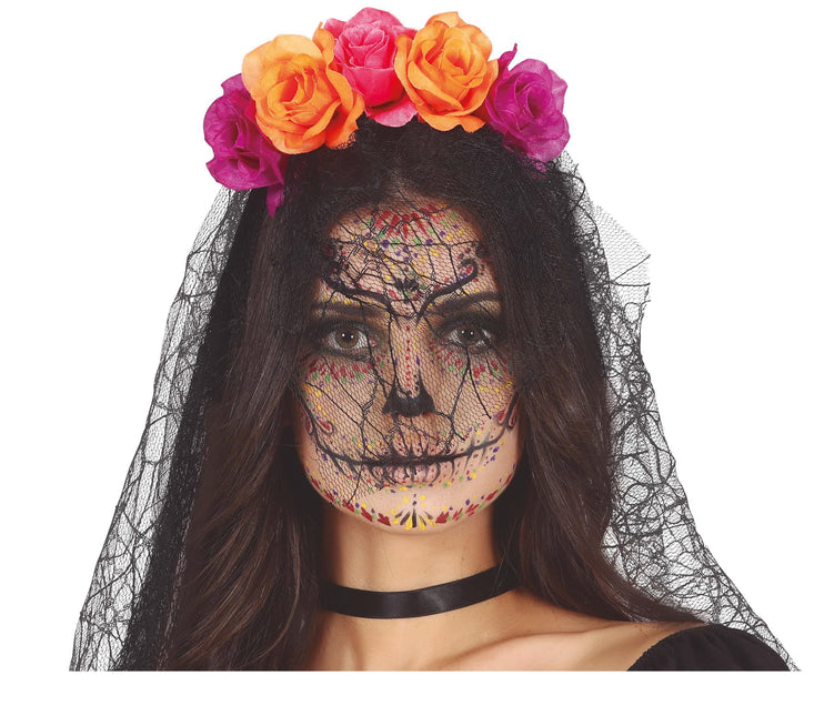 Lilla orange hårbånd med slør