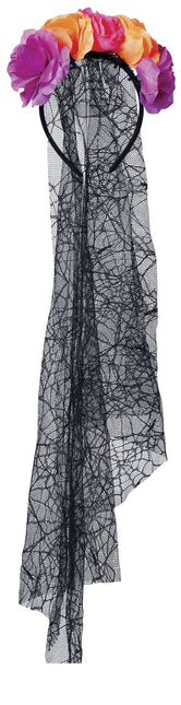 Lilla orange hårbånd med slør