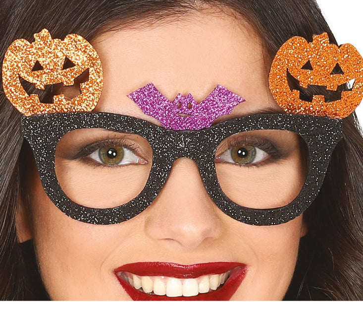 Halloween Bril Pompoen Glitter