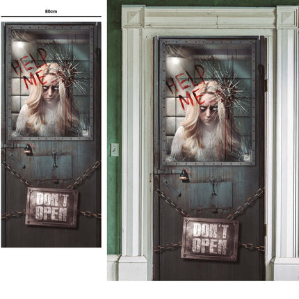 Halloween-dørplakat Psykiatrisk 120 cm x 79 cm