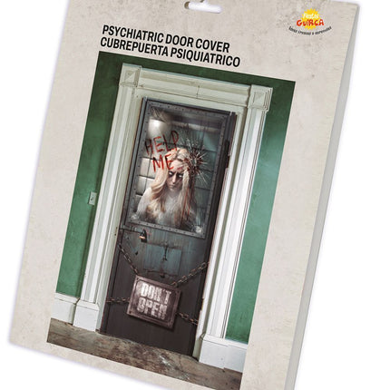 Halloween-dørplakat Psykiatrisk 120 cm x 79 cm