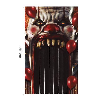 Halloween-dørforhæng Horror Clown 2,4 m