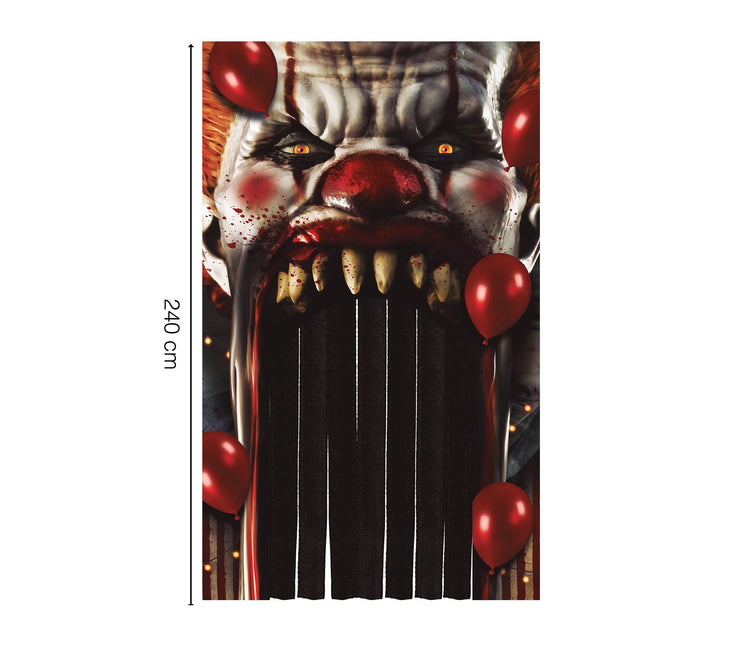 Halloween-dørforhæng Horror Clown 2,4 m