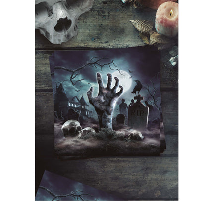 Halloween kirkegårdsservietter 33 cm 12 stk