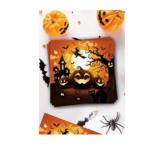 Halloween-servietter græskar 33 cm 12 stk