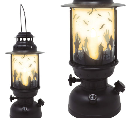 Sort halloween-lygte med lys 30 cm