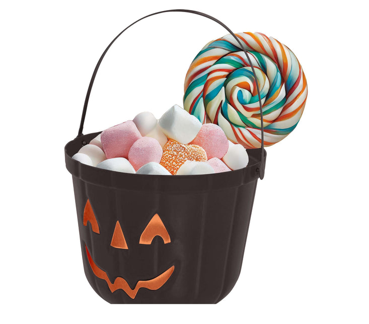 Zwarte Halloween Snoep Emmer Pompoen 20cm