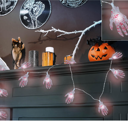 Halloween lysguirlande LED skelet hånd 1.15m
