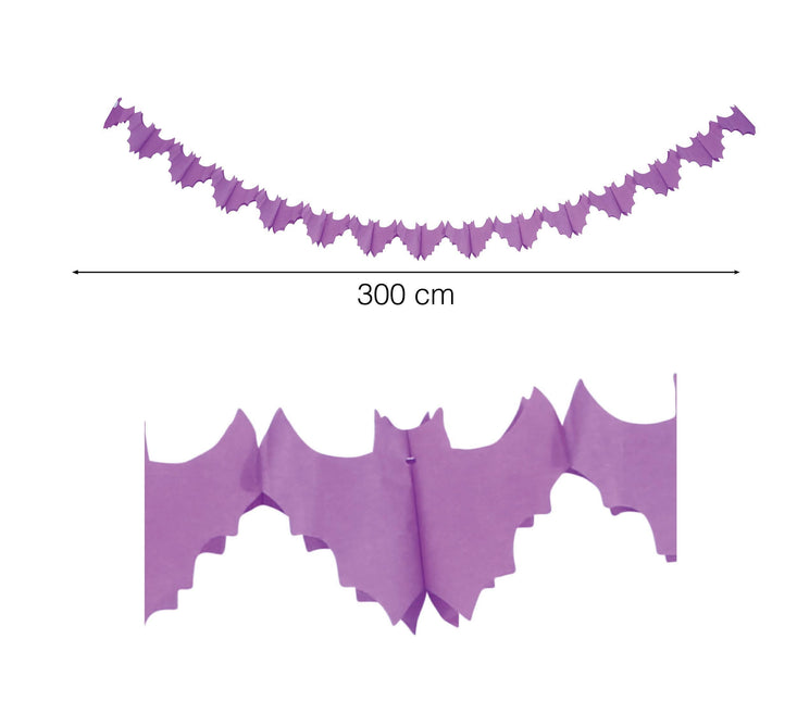 Halloween-guirlande lilla flagermus 3m