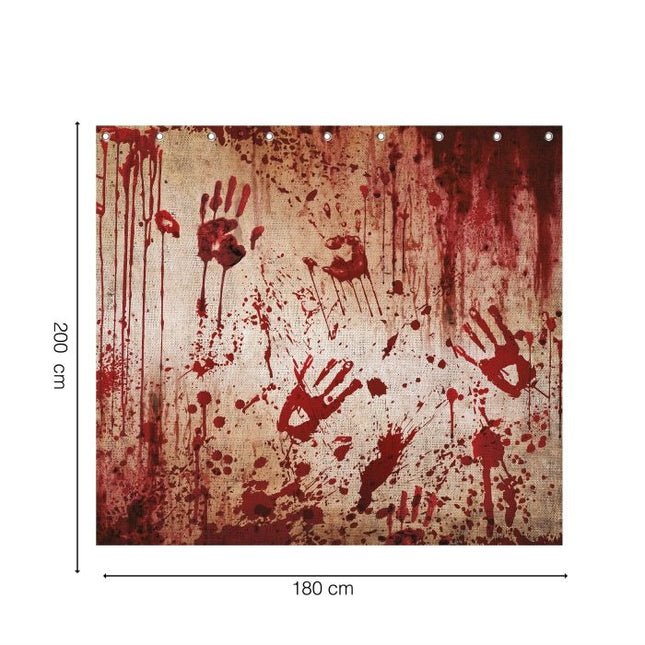 Halloween-gardin med blodige hænder