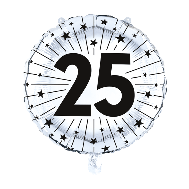 25 Jaar Helium Ballon Zilver Leeg 45cm van WeFiesta koop je bij Partywinkel