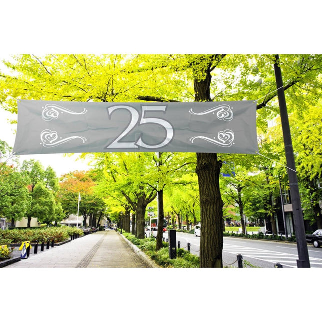 25 Jaar Zilveren Spandoek - 180x40cm van Folat koop je bij Partywinkel