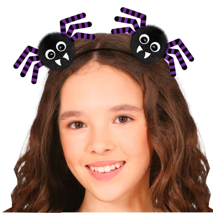 Halloween-hårbånd med sorte edderkopper
