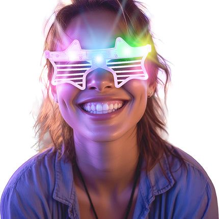 Stjernebriller pink med lys