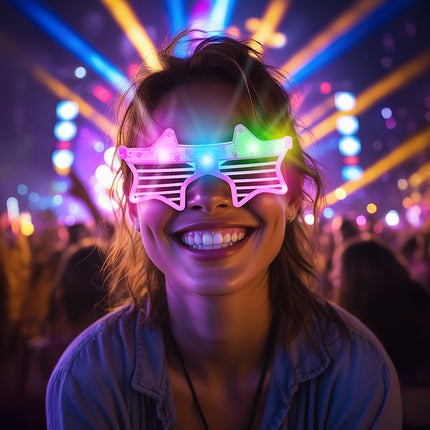 Stjernebriller pink med lys