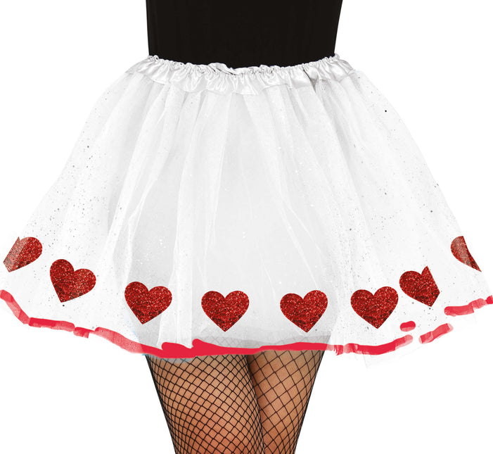 Hjerte-tutu hvid rød