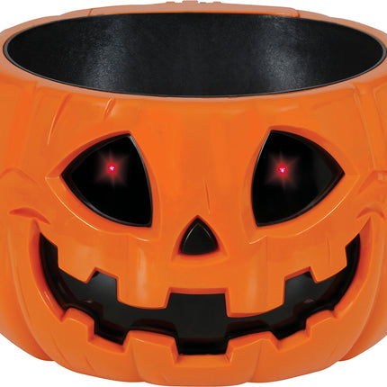Halloween-skål græskar med lys, lyd og bevægelse, 15 cm