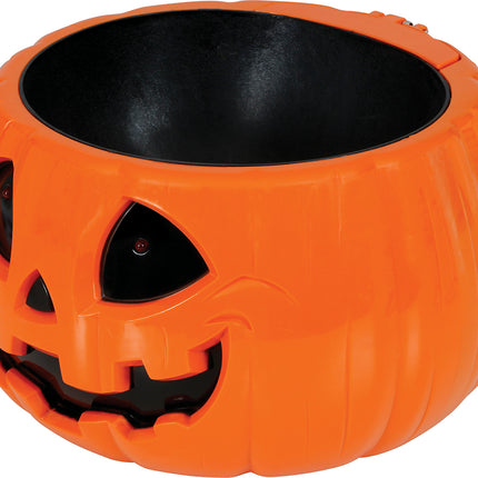 Halloween-skål græskar med lys, lyd og bevægelse, 15 cm