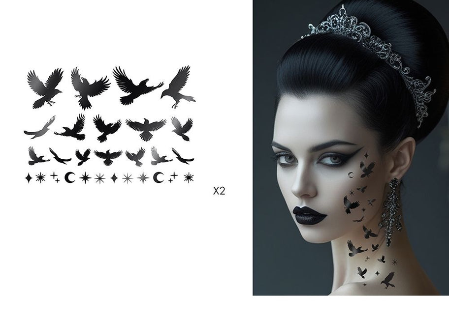 Halloween-falsk tatovering: sort ravn