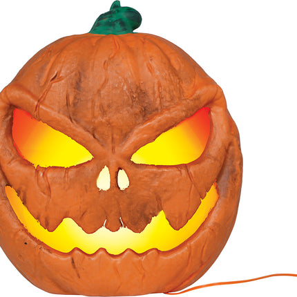 Halloween-græskar, orange, med lys, 28 cm