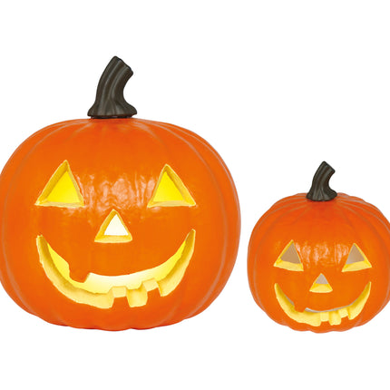 Halloween-græskar, orange skum, med lys, 28 cm