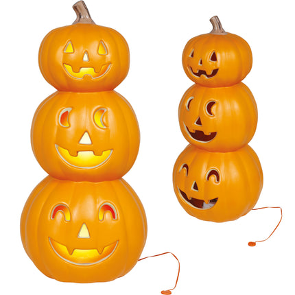 Halloween-græskarstabel med lys, 52 cm