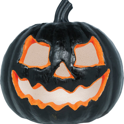 Halloween-græskar, sort med lys, 20 cm