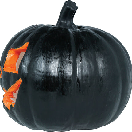 Halloween-græskar, sort med lys, 20 cm