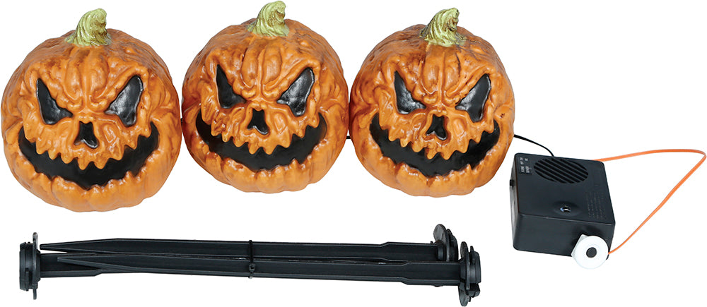 Halloween-græskar, orange, med lys og glimmer, 13 cm, 3 stk.