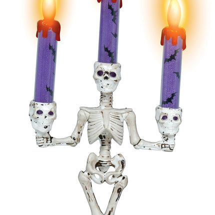 Halloween-lysestage i form af et skelet med lys, 35 cm
