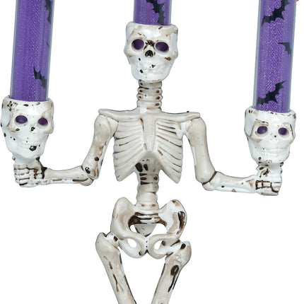 Halloween-lysestage i form af et skelet med lys, 35 cm
