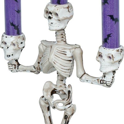 Halloween-lysestage i form af et skelet med lys, 35 cm